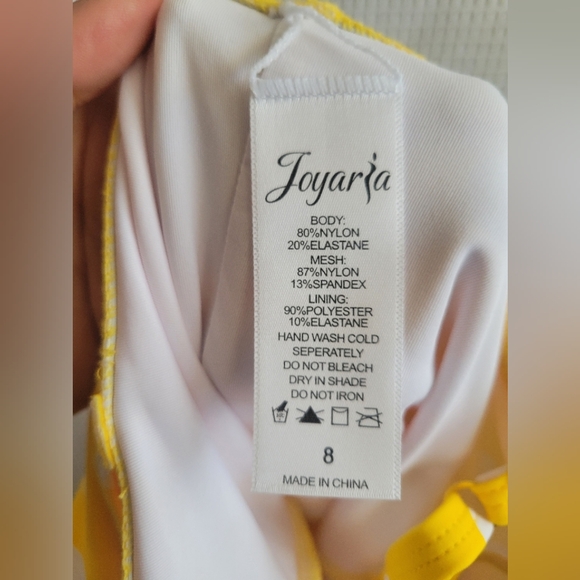 Joyaria Yellow & White Polkadot Swimsuit w. Tummy Control Panel (NWOT) - Picture 3 of 5